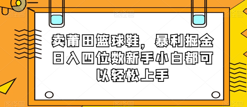 卖莆田篮球鞋，暴利掘金日入四位数新手小白都可以轻松上手【揭秘】