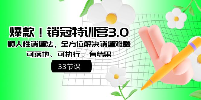 爆款！销冠特训营3.0之顺人性销售法，全方位解决销售难题、可落地、可执&hellip;
