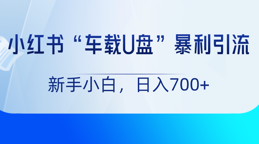 小红书&ldquo;车载U盘&rdquo;项目，暴利引流，新手小白轻松日入700+