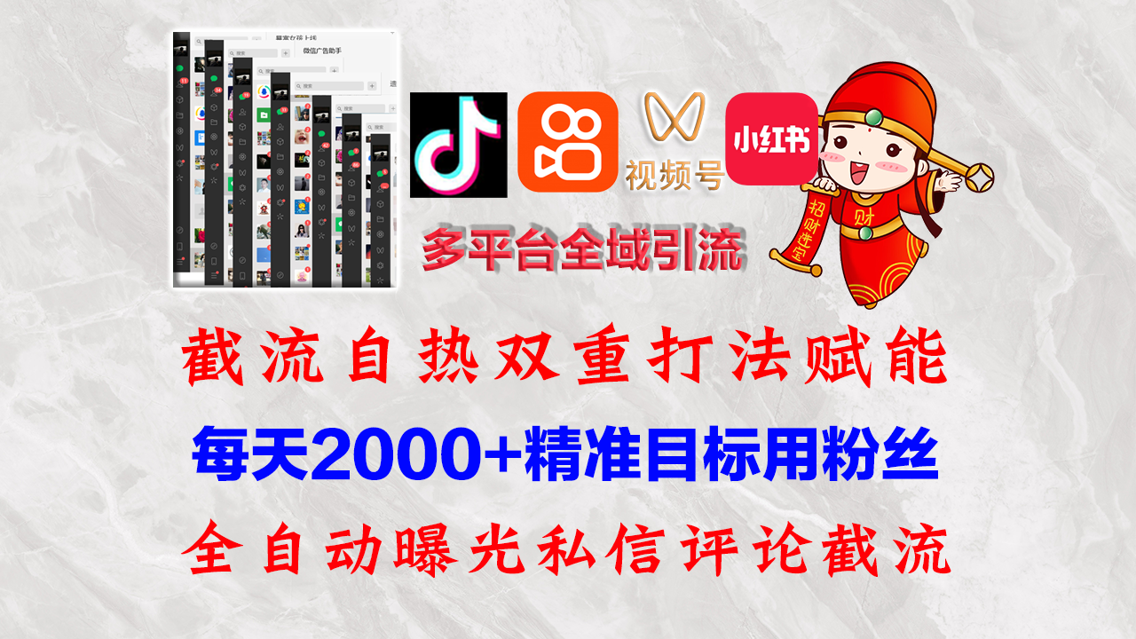 （12559期）快手，抖音，小红书，视频号多平台全自动引流获客系统 精准全域引流，...