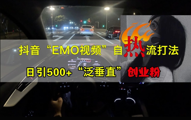 抖音EMO视频自热打法，日引500+&ldquo;泛垂直&rdquo;创业粉