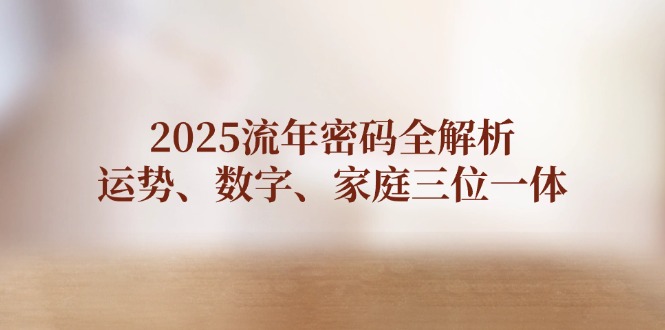 （14466期）2025流年密码全解析，运势、数字、家庭三位一体