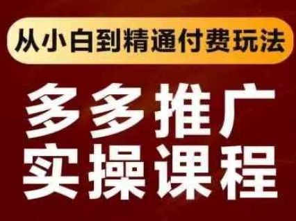 拼多多推广实操课程，从小白到精通付费玩法