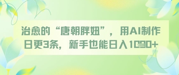 治愈的&ldquo;唐朝胖妞&rdquo;，用AI制作日更3条，新手也能日入多张