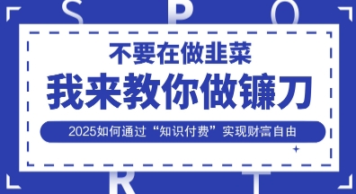 韭菜生涯终结者，我来教你做镰刀，2025如何通过&ldquo;知识付费&rdquo;实现财F自由【揭秘】