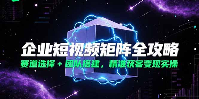 （15242期）企业短视频矩阵全攻略，赛道选择+团队搭建，精准获客变现实操
