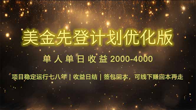 （14802期）连续7-8年创单日收益冠军项目，日收益$600-1200