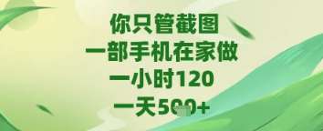 你只管截图，一部手机在家做，苹果安卓都可以，一天5张+【揭秘】