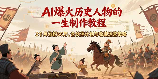 （15336期）AI历史人物赛道课程，2个月涨粉56万，含伙伴计划与收徒运营策略
