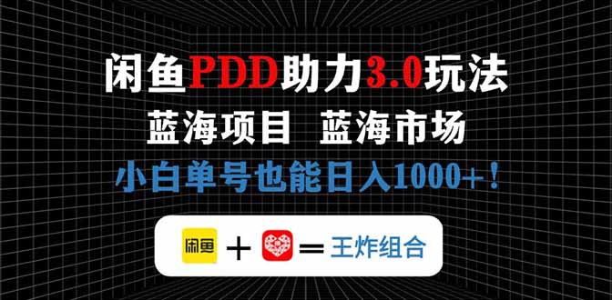 （14517期）闲鱼卖拼多多助力项目，蓝海市场新手也能单号日入1000+