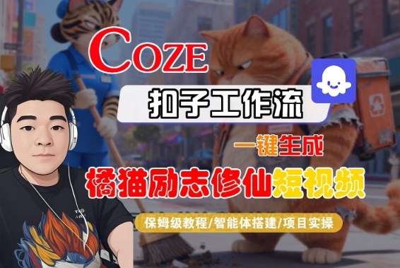 Coze扣子智能体工作流一键生成&ldquo;橘猫励志修仙&ldquo;短视频，全流程保姆级教学