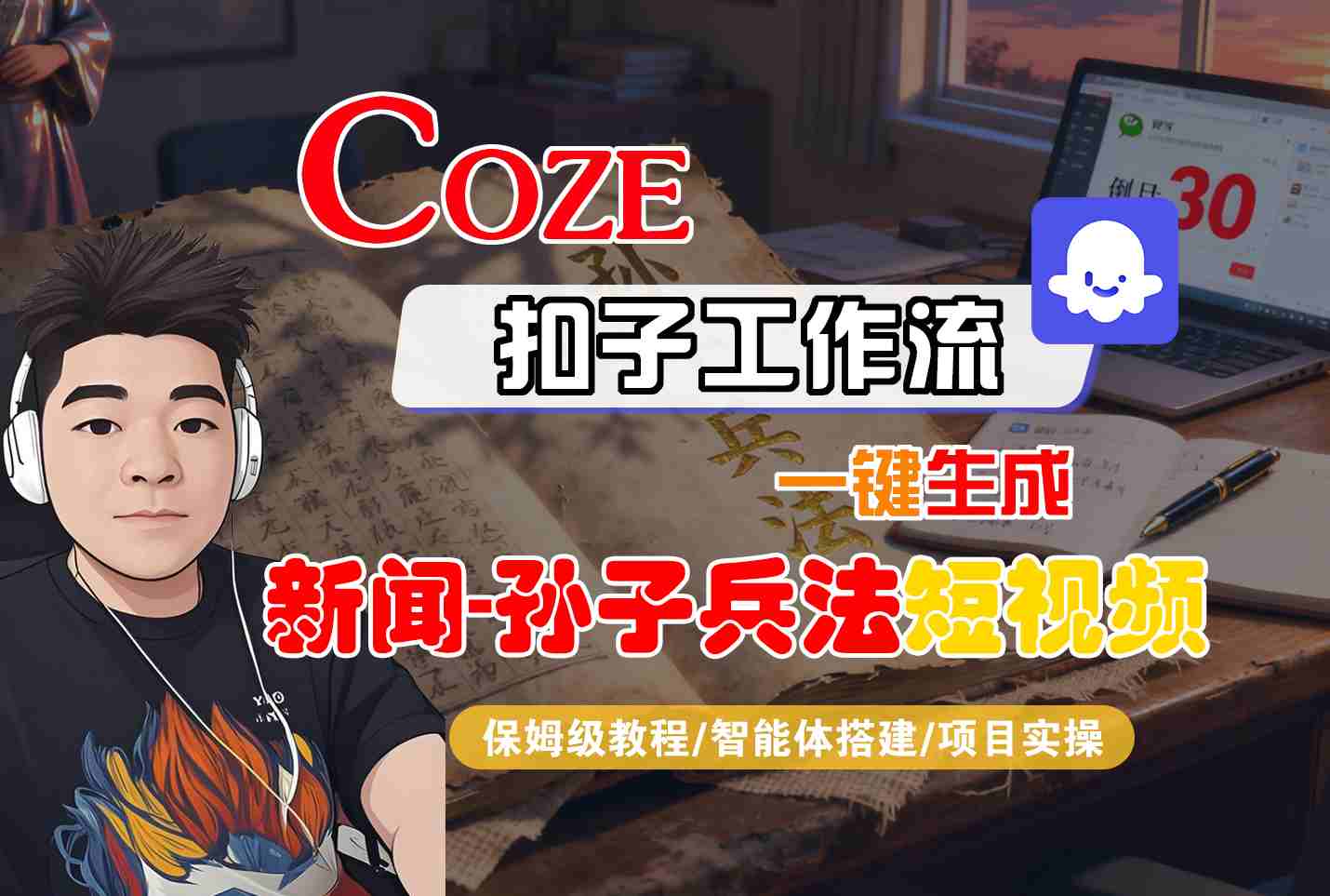 Coze扣子智能体工作流一键生成&ldquo;新闻-孙子兵法&ldquo;短视频，全流程保姆级教学