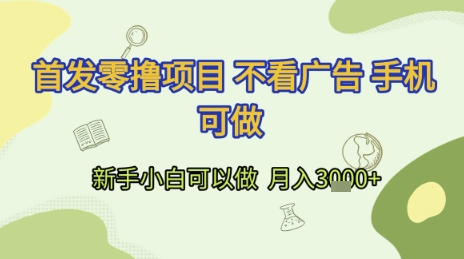 首发零撸项目 不看广告 手机可做 新手小白可以做 &nbsp;月入3k+【揭秘】