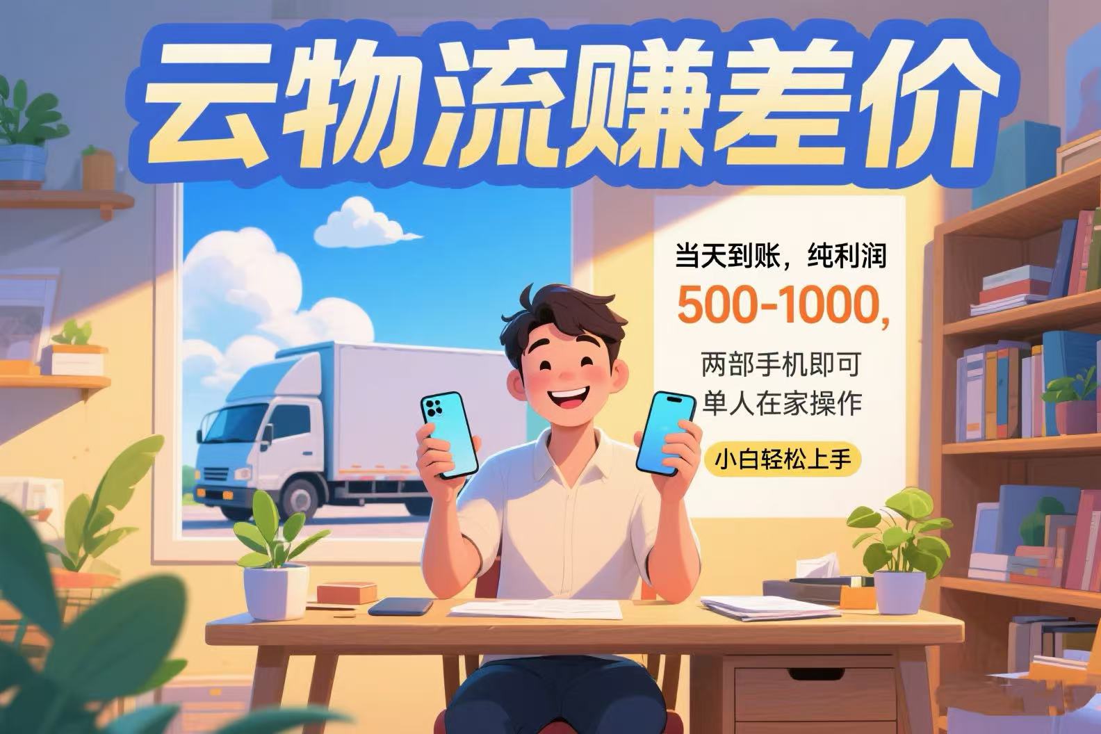 （15492期）云物流赚差价 当天到账纯利润500-1000 两部手机即可 可单人在家操作 小...