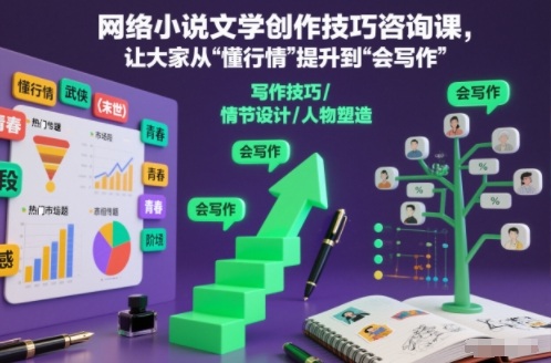 网络小说文学创作技巧咨询课，让大家从&ldquo;懂行情&rdquo;提升到&rdquo;会写作&rdquo;的高度
