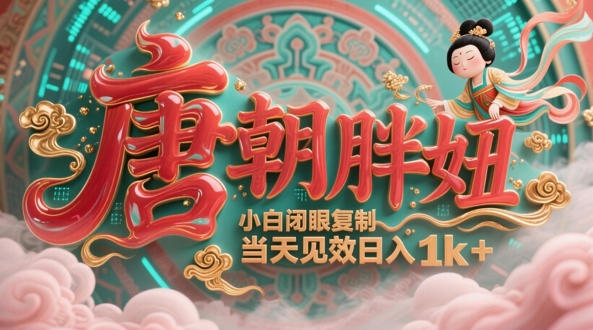 用AI克隆&ldquo;唐朝胖妞&rdquo;日更3条，平台疯狂推流，小白闭眼复制，当天见效，日入1k+