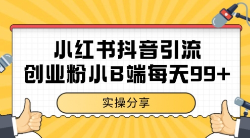 小红书抖音创业粉，小B端粉自热，日引99+的一个玩法【揭秘】