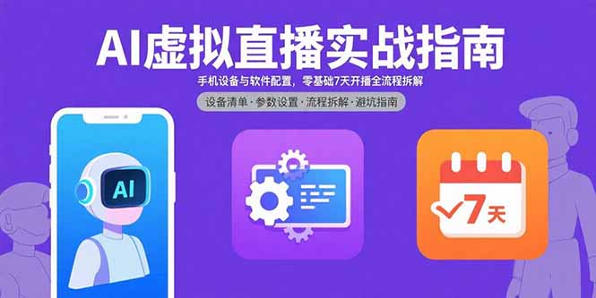 （15835期）AI虚拟直播实战指南，手机设备与软件配置，零基础7天开播全流程拆解
