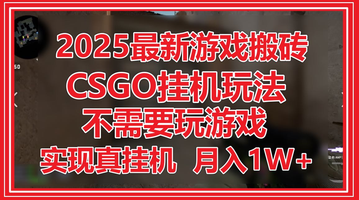 （14743期）2025最新游戏搬砖，CSGO挂机，不需要玩游戏，实现真挂机，月入1W+