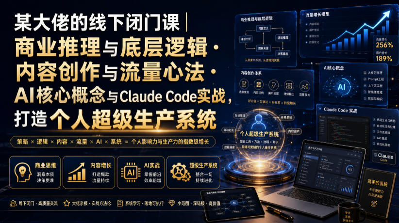 某大佬的线下闭门课|商业推理与底层逻辑・内容创作与流量心法・AI核心概念与Claude Code实战,打造个人超级生产系统【录音+图片】