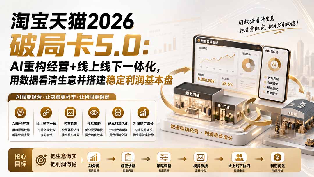 （19948期）淘宝天猫2026破局卡5.0：AI重构经营+线上线下一体化，用数据看清生意并搭建稳定利润基本盘