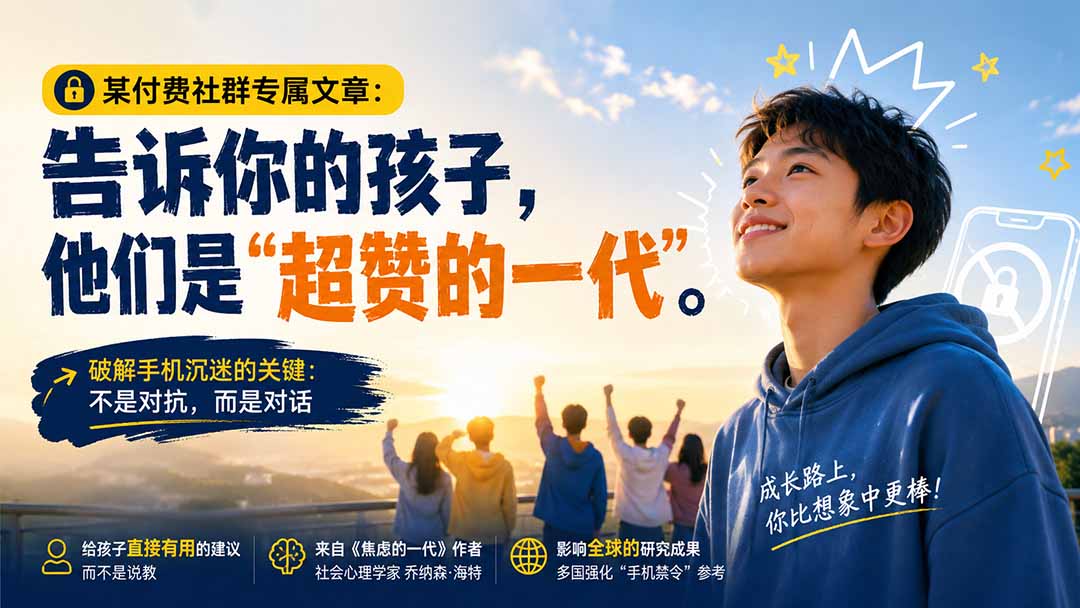 （20222期）某付费社群专属文章：告诉你的孩子，他们是&ldquo;超赞的一代&rdquo;。