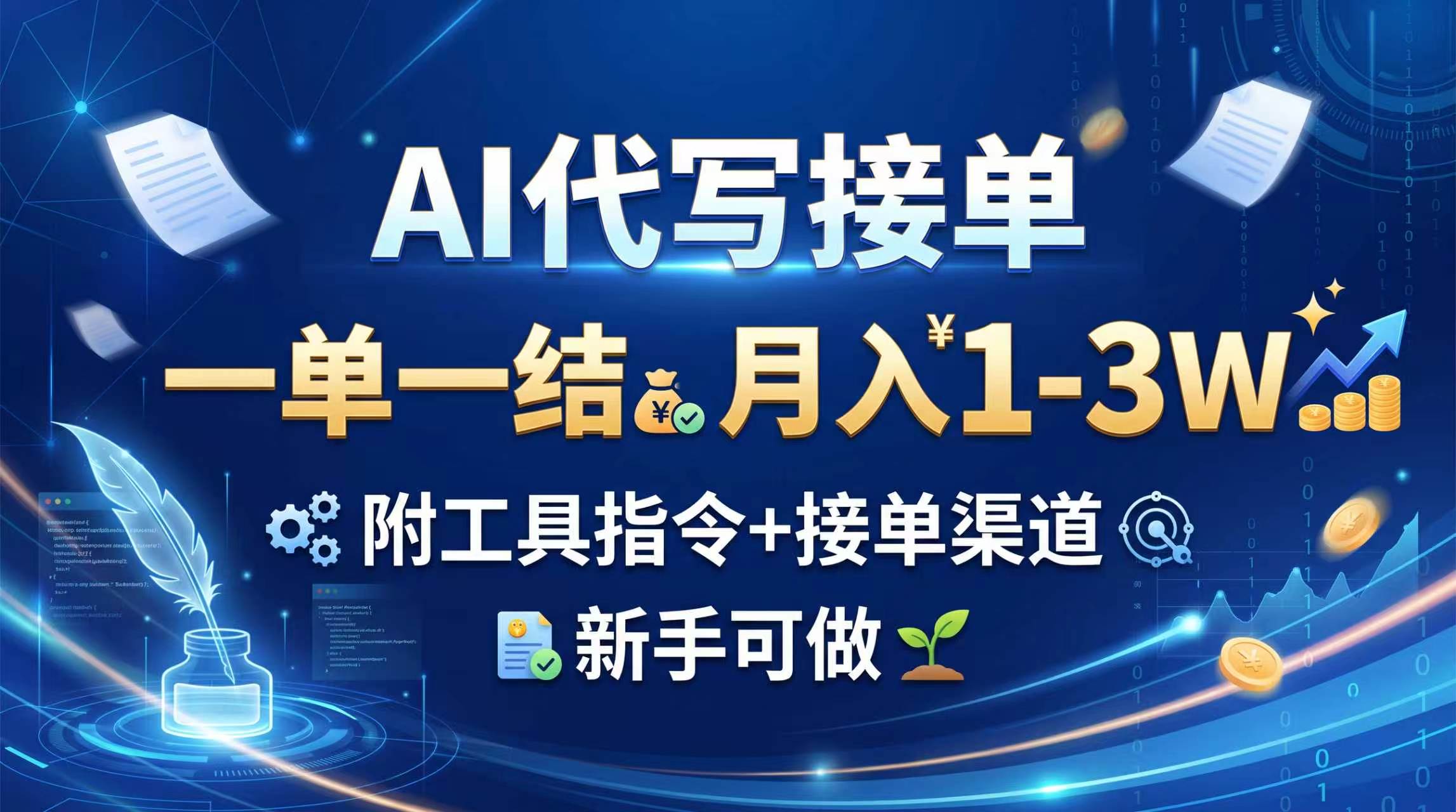 （20343期）AI代写接单，一单一结，月入1-3W，附工具指令+接单渠道，新手可做