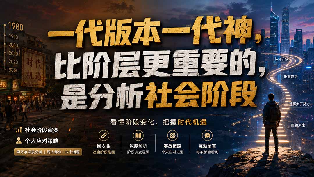 （19945期）付费文章：一代版本一代神，比阶层更重要的，是分析社会阶段