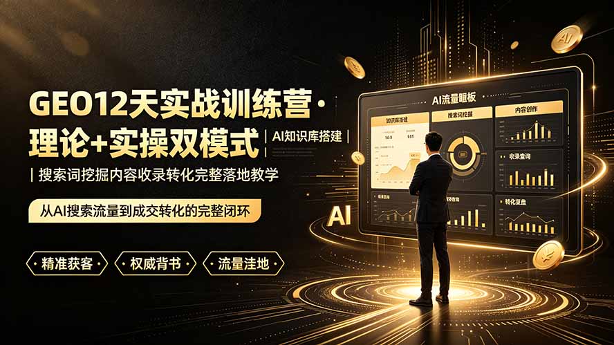 （19277期）GEO12天实战训练营&middot;理论+实操双模式｜AI知识库搭建｜搜索词挖掘内容收录转化完整落地教学