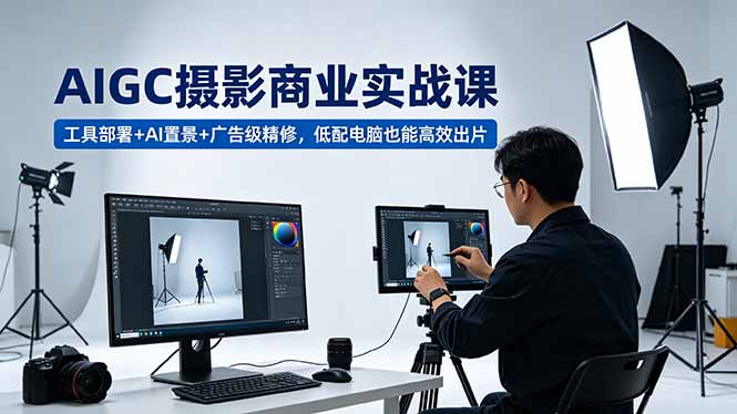 （18436期）AIGC 摄影商业实战课，工具部署+AI置景+广告级精修，低配电脑也能高效出片