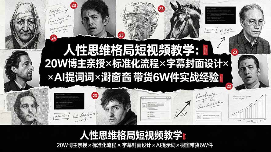 （19538期）人性思维格局短视频教学：20W博主亲授&times;标准化流程&times;字幕封面设计&times;AI提示词&times;橱窗带货6W件实战经验