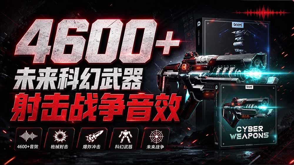 （20696期）顶级音效合集！4600+种未来科幻武器开枪射击战斗音效素材合集，全部中文汉化 Boom Library &ndash; Cyber W
