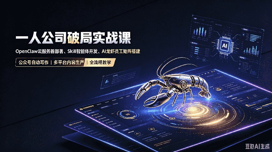 （19995期）一人公司破局实战课｜OpenClaw云服务器部署、Skill智能体开发、AI龙虾员工矩阵搭建，公众号自动写作与多平台内容...