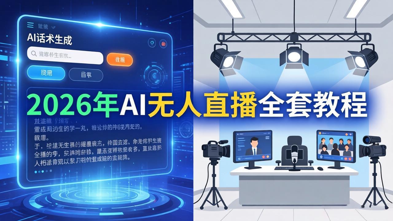 （17953期）2026年AI无人直播全套教程：OBS安装+软件配置+直播间搭建+话术生成+一键开播实操