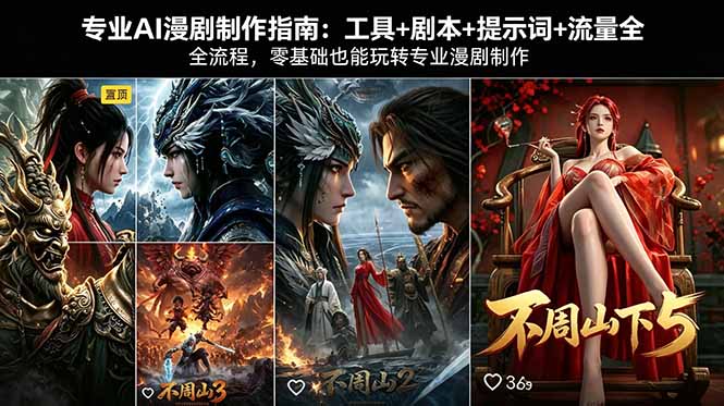 （18190期）专业AI漫剧制作指南：工具+剧本+提示词+流量全流程，零基础也能玩转专业漫剧制作