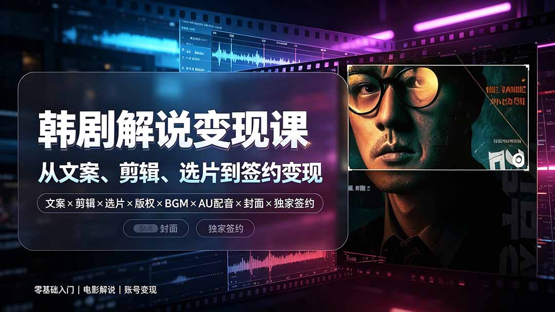 （19438期）抖音270W粉丝博主亲授韩剧解说课：文案&times;剪辑&times;选片&times;版权&times;BGM&times;AU配音&times;封面&times;独家签约，零基础到变现