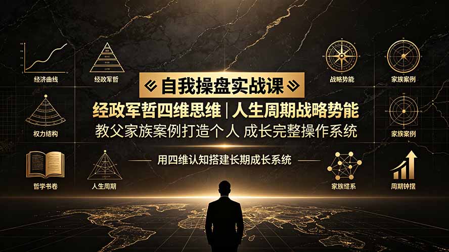 （19398期）自我操盘实战课：经政军哲四维思维｜人生周期战略势能｜教父家族案例打造个人成长完整操作系统