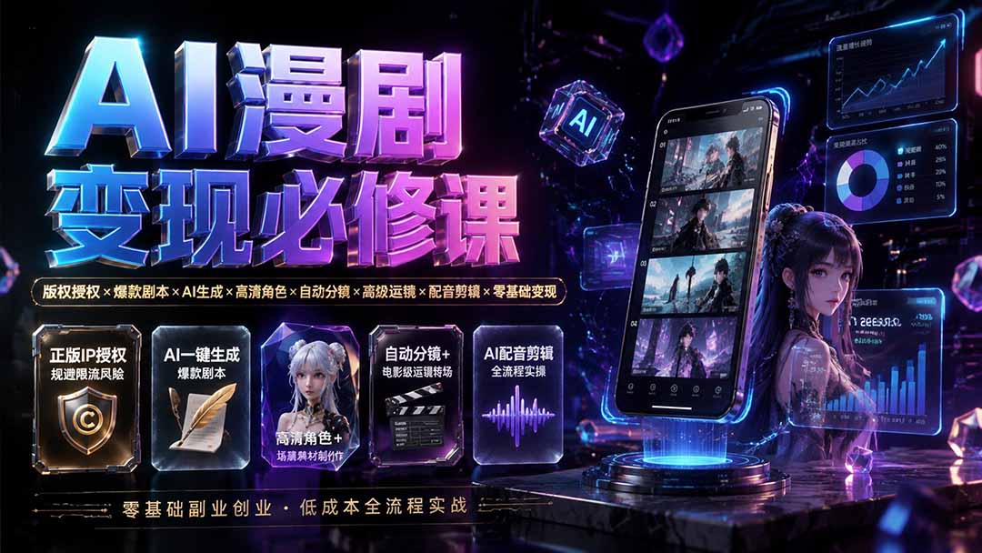 （19664期）AI漫剧变现必修课：版权授权&times;爆款剧本&times;AI生成&times;高清角色&times;自动分镜&times;高级运镜&times;配音剪辑&times;零基础变现