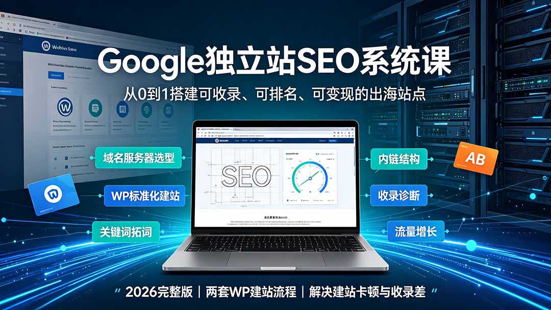 （19426期）Google独立站SEO-7月系统课：出海基建&times;WordPress建站&times;AI内容生产&times;站内外优化&times;Search Console&times;AdSense变现