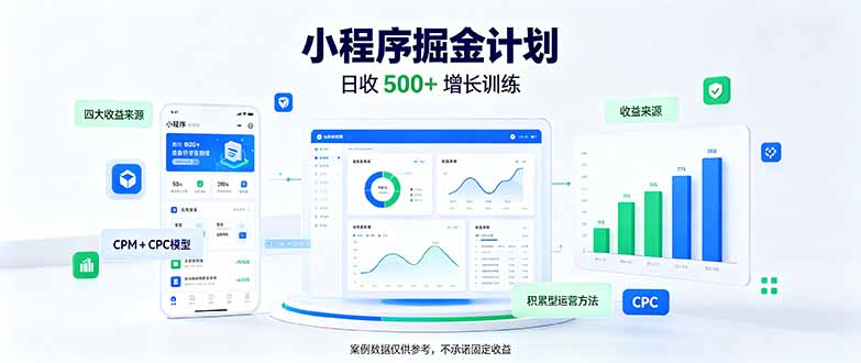 （21046期）一部手机日入500+，微信小程序掘金计划，四种收入来源，长期稳定可靠