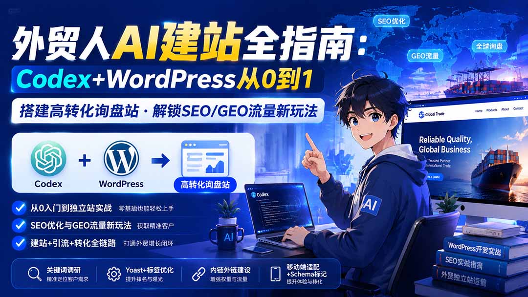 （19818期）外贸人AI建站全指南：Codex+WordPress从0到1&middot;搭建高转化询盘站&middot;解锁SEO/GEO流量新玩法-更新