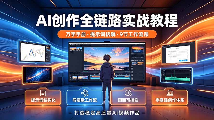 （19247期）AI创作全链路实战教程｜万字手册&middot;提示词拆解&middot;9节工作流课，打造稳定高质量AI视频作品
