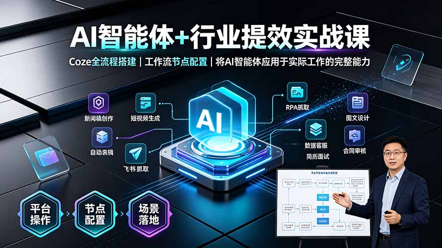 （19281期）AI智能体+行业提效实战课&middot;Coze全流程搭建｜工作流节点配置｜将AI智能体应用于实际工作的完整能力