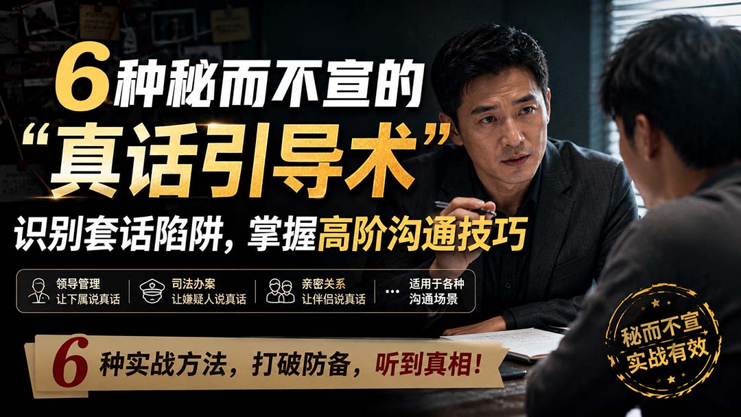 （20113期）付费文章：6种秘而不宣的&ldquo;真话引导术&rdquo;识别套话陷阱，掌握高阶沟通技巧