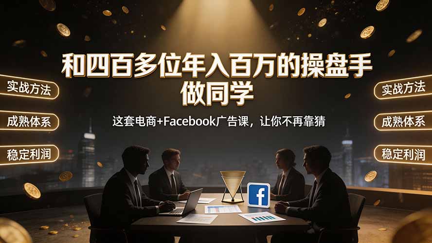 （19592期）和四百多位年入百万的操盘手做同学&mdash;&mdash;这套电商+Facebook广告课，让你不再靠猜【原创双语字幕】