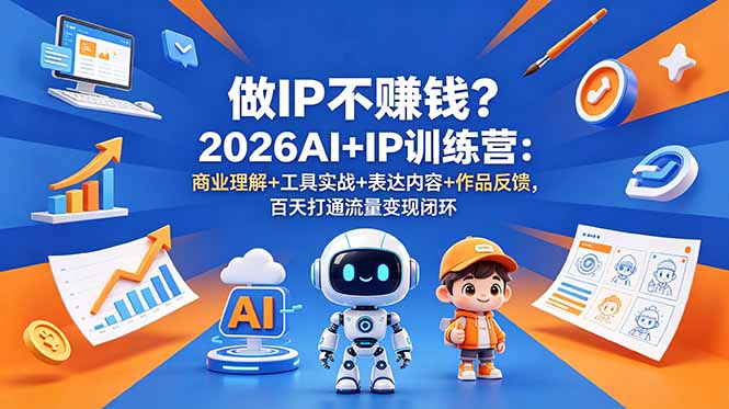 （18838期）做IP不赚钱？2026AI+IP训练营：商业理解+工具实战+表达内容+作品反馈，百天打通流量变现闭环