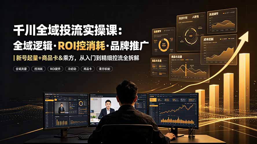 （19249期）千川全域投流实操课：全域逻辑&middot;ROI控消耗&middot;品牌推广｜新号起量+商品卡&乘方，从入门到精细控流全拆解