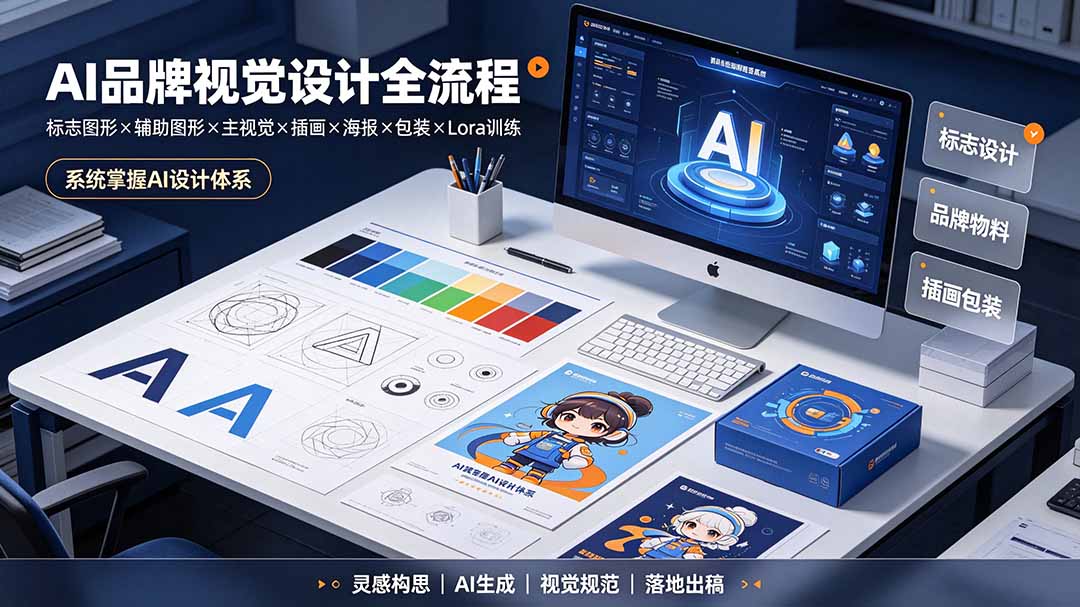 （19372期）AI品牌视觉设计全流程：标志图形&times;辅助图形&times;主视觉&times;插画&times;海报&times;包装&times;Lora训练，系统掌握AI设计体系