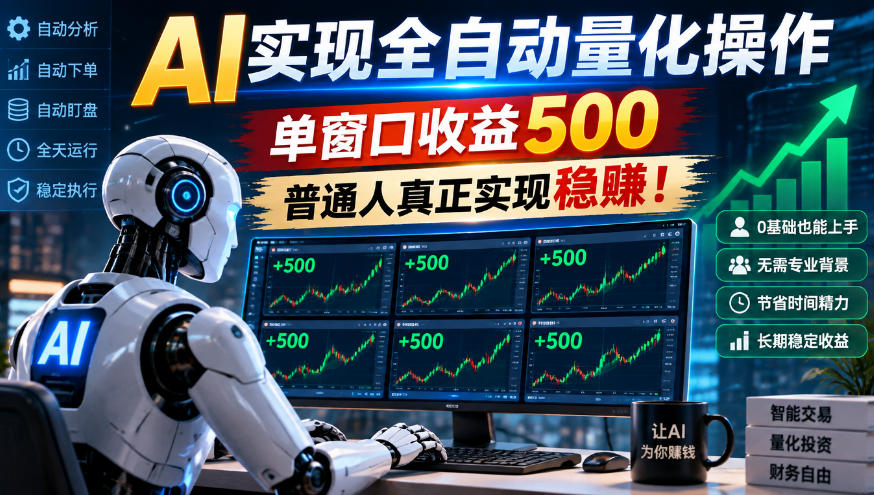 AI实现全自动量化操作,单窗口收益500,普通人真正实现稳賺!【揭秘】