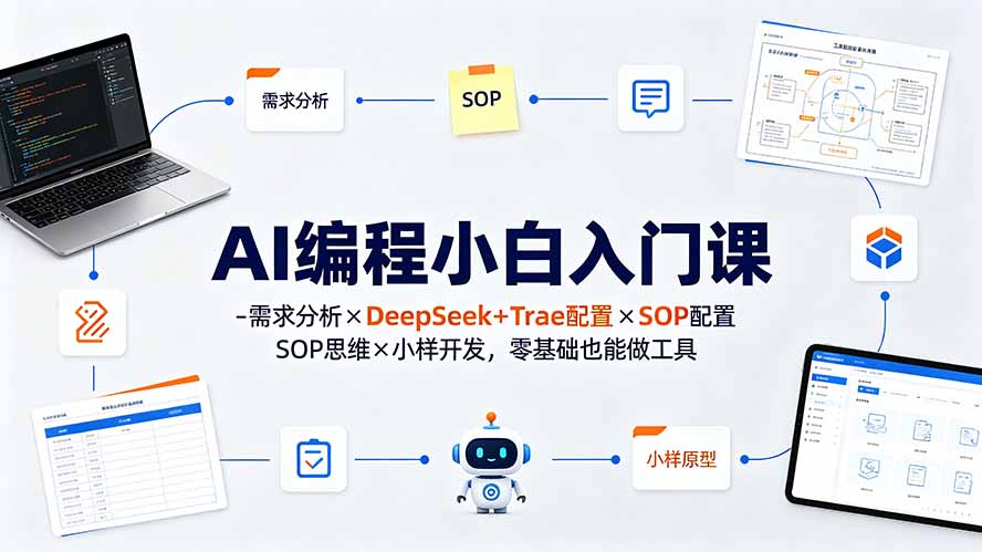 （19539期）AI编程小白入门课-需求分析&times;DeepSeek+Trae配置&times;SOP思维&times;小样开发，零基础也能做工具